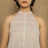 Front Detail of a Model wearing Handspun Cotton Lace Paneled Dress