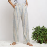 Front View of a Model wearing Handspun Cotton Striped Tapered Pant