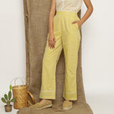 Front View of a Model wearing Handspun Light Yellow Straight Pant