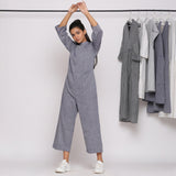 Front View of a Model wearing Handspun Charcoal Grey Straight Jumpsuit