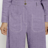Lavender Cotton Linen Patch Pocket Wide Legged Pant