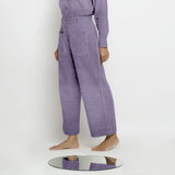 Left View of a Model wearing Lavender Linen Patch Pocket Wide Legged Pant