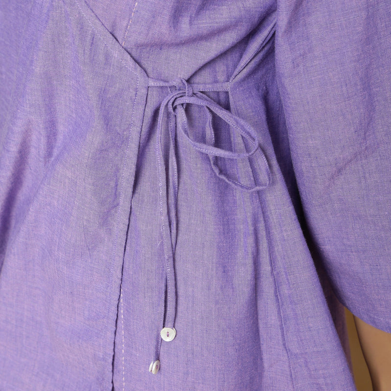 Front Detail of a Model wearing Lavender Mangalgiri Cotton Asymmetrical Top