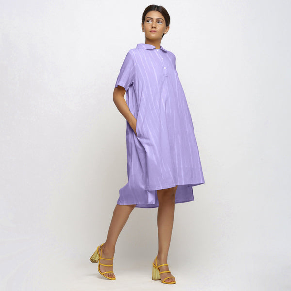 Right View of a Model wearing Lavender Tie Dye High Low Dress