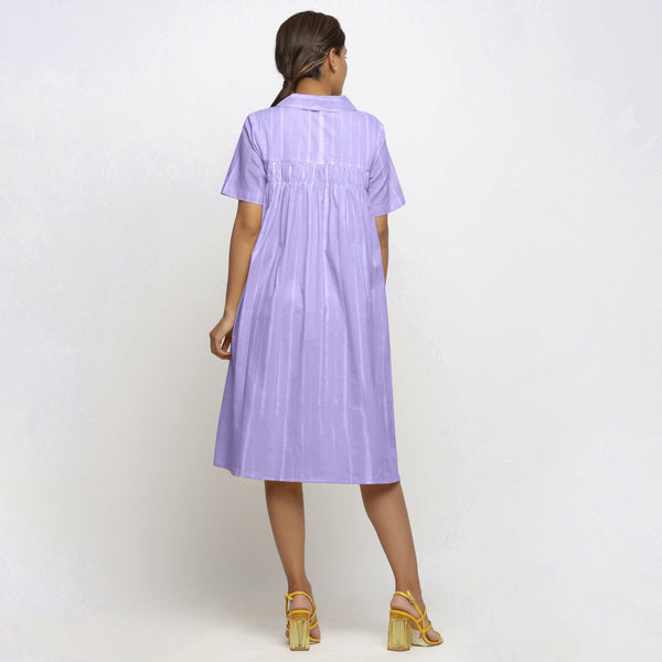 Back View of a Model wearing Lavender Tie Dye High Low Dress