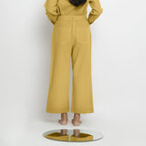 Back View of a Model wearing Light Yellow Patch Pocket Straight Fit Pant