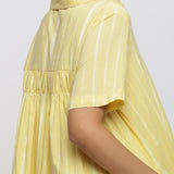 Right Detail of a Model wearing Light Yellow Tie And Dye High Low Dress