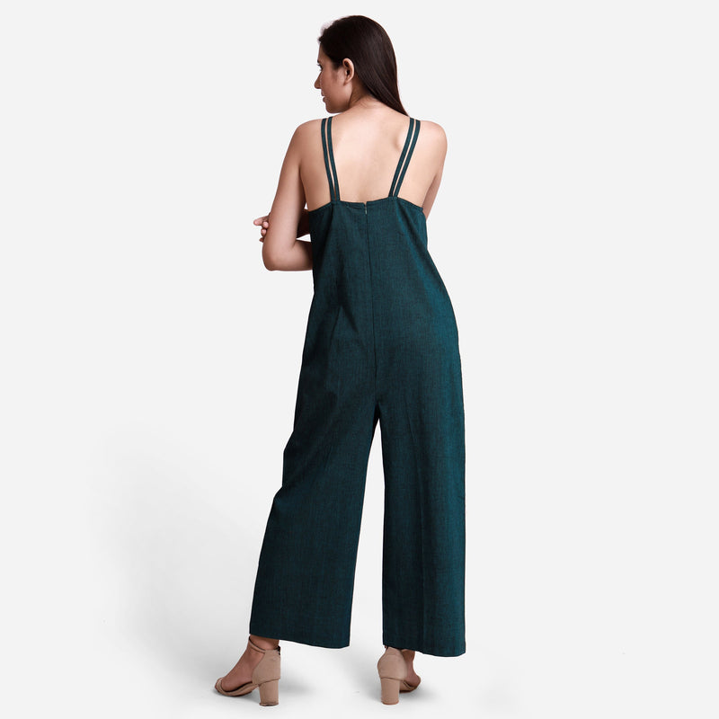 Back View of a Model wearing Mangalgiri Cotton Comfort Fit Jumpsuit