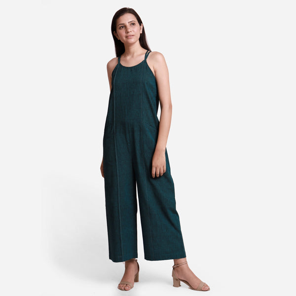 Front View of a Model wearing Mangalgiri Cotton Comfort Fit Jumpsuit