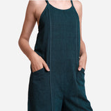 Front Detail of a Model wearing Mangalgiri Cotton Comfort Fit Jumpsuit