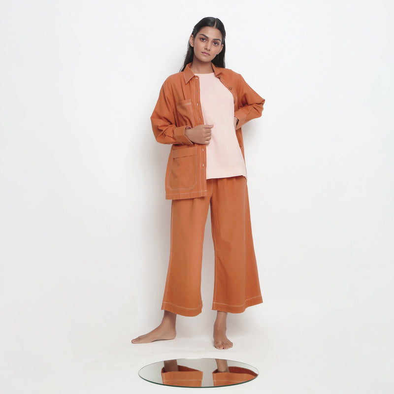 Front View of a Model wearing Minimal Vegetable Dyed 3-Piece Set