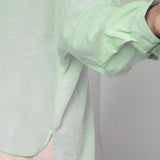 Close View of a Model wearing Mint Green Cotton High-Low Long Top