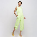 Front View of a Model wearing Mint Green Hand Tie Dyed Straight Jumpsuit