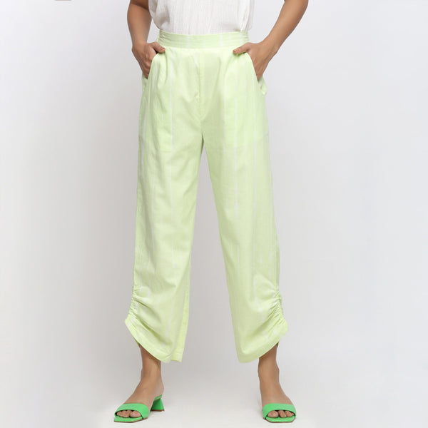 Front View of a Model wearing Mint Green Tie Dye Straight Pant