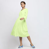 Left View of a Model wearing Mint Green Tie Dyed Fit and Flare Dress