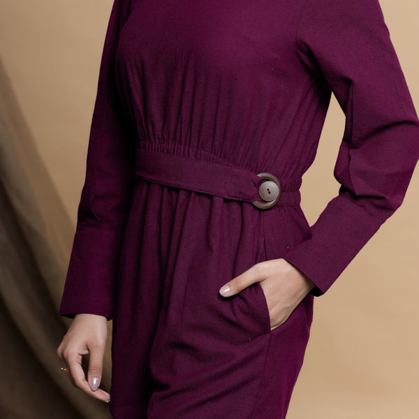 Front Detail of a Model wearing Mulberry Cotton Square Neck Gathered Romper