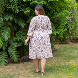 Multicolor Floral Block Print Cotton Knee Length Slit Dress
