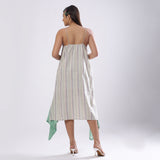 Back View of a Model wearing Multicolor Handspun Striped A-Line Dress