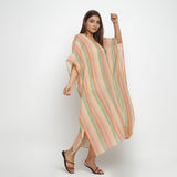 Right View of a Model wearing Multicolor Handwoven Kaftan Dress