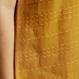 Close View of a Model wearing Mustard Cotton U-Neck Straight Top