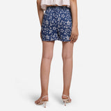 Back View of a Model wearing Natural Dyed Floral Block Print Cotton Shorts
