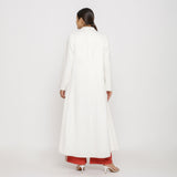 Back View of a Model wearing Off-White Hand Beaded Cotton Princess Line Overcoat