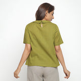 Back View of a Model wearing Olive Green Everyday Essential A-Line Top
