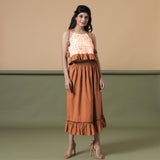 Front View of a Model wearing Orange Shibori Camisole Top