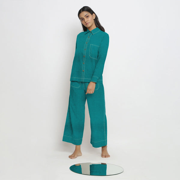 Pine Green 100% Linen Full Sleeve Button-Down Shirt