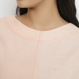 Front Detail of a Model wearing Pink Vegetable Dyed Cotton Paneled A-Line Midi Dress