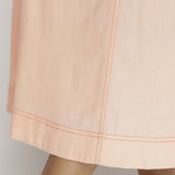 Close View of a Model wearing Pink Vegetable Dyed Cotton Paneled A-Line Midi Dress