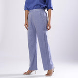 Powder Blue Handspun Cotton Elasticated Mid-Rise Pant