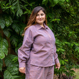Purple Stripes 100% Cotton Button-Down Full Sleeves Shirt