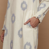 Front Detail of a Model wearing Raglan Sleeves Cotton White Shift Dress