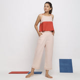 Front View of a Model wearing Relaxed Spaghetti Top and Comfy Culottes Set
