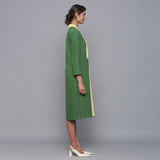 Right View of a Model wearing Reversible Warm Cotton Corduroy Convertible Jacket Dress