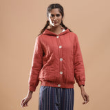 Front View of a Model wearing Reversible Quilted Cotton Bomber Jacket