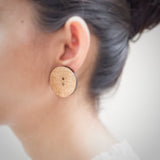 Round Coconut Button Stud Earrings