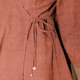 Rust Embroidered Linen Asymmetrical Godet Top