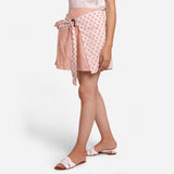 Left View of a Model wearing Sanganeri Block Print Cotton Short Skirt