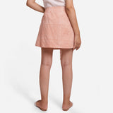 Back View of a Model wearing Sanganeri Block Print Cotton Short Skirt
