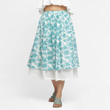 Front View of a Model wearing Sanganeri Block Print Cotton Layered Maxi Skirt