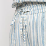 Front Detail of a Model wearing Sky Blue Cotton Rolled Up Straight Pant