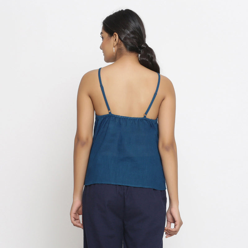 Back View of a Model wearing Strappy Everyday Cotton Spaghetti Top