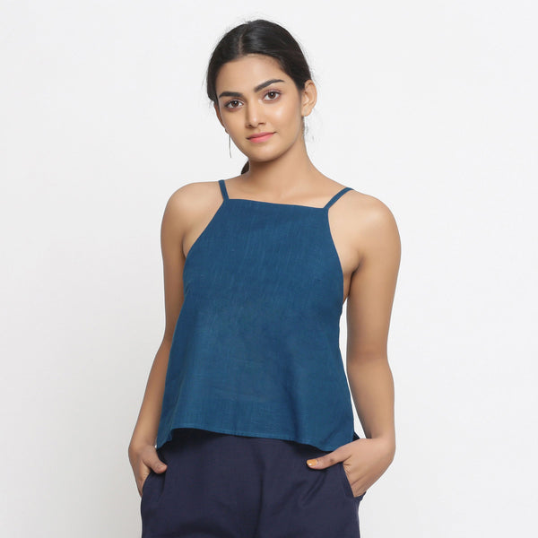 Front View of a Model wearing Strappy Everyday Cotton Spaghetti Top