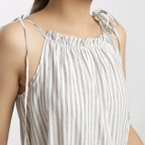 Front Detail of a Model wearing Strappy Handspun Flared Maxi Dress