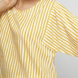 Front Detail of a Model wearing Yellow Hand Screen Printed Straight Top