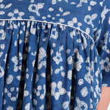 Front Detail of a Model wearing Natural Dyed Dabu Printed Gathered Top