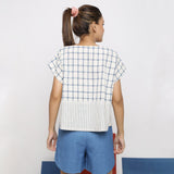 Back View of a Model wearing Vegetable Dyed Checkered Straight Top