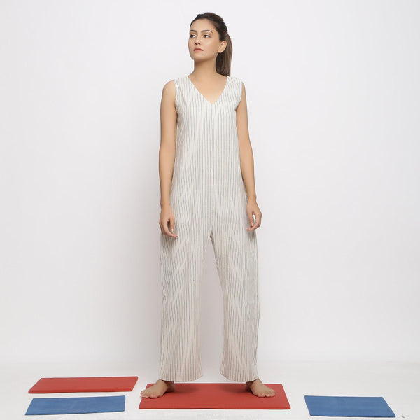 Front View of a Model wearing Vegetable Dyed Handspun Cotton Overall